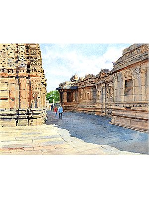 Shadows Of The Divine Walls | Watercolor On Paper | By Ramesh Jhawar