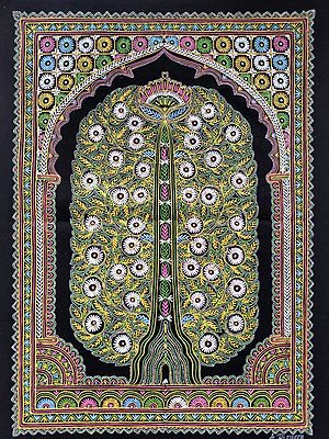 Attractive Painting Of Tree Of Life -  Rogan Art | Natural Mineral Color On Cloth | By Rizwan Khatri