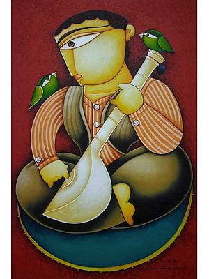 A Musical Man | Acrylic On Canvas | By Arvind Mahajan