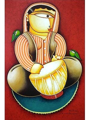 The Tabla Player | Acrylic On Canvas | By Arvind Mahajan