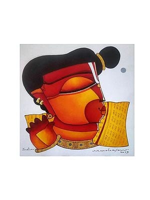 Meditative Lord Hanuman - Devotee Of Ram | Acrylic On Paper | By Arvind Mahajan