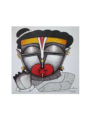 Blessing Hanuman | Acrylic On Paper | By Arvind Mahajan