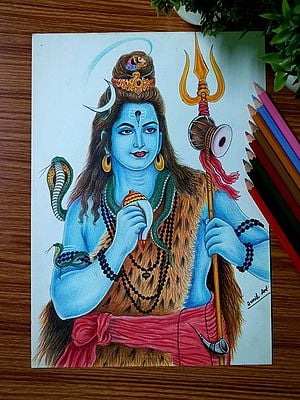 Lord Shiva With Trident | Colorpencil | By Sunil Kumar