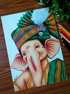Lord Ganesha With Beautiful Turban | Colorpencil | By Sunil Kumar