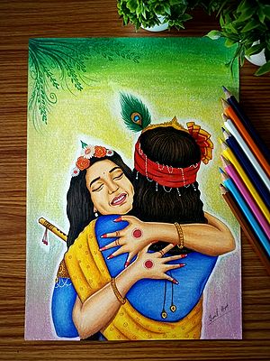 A Soulful Hug - Radhey Krishna | Colorpencil | By Sunil Kumar