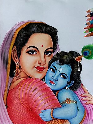 Kanhaji In The Lap Of Yashoda Maiya | Colorpencil | By Sunil Kumar