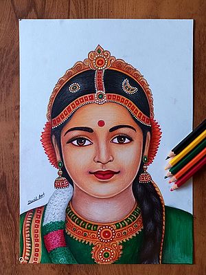 Bharatnatyam Lady | Colorpencil | By Sunil Kumar