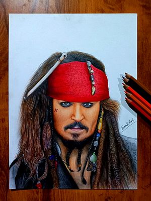 Beautiful Portrait Of Captain Jack Sparrow | Colorpencil | By Sunil Kumar