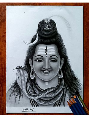 beautiful portrait Of Lord Shiva | Graphite Pencil Medium | By Sunil Kumar