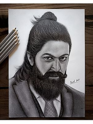 Portrait Of Kgf Movie Character Of Yash | Graphite Pencil Medium | By Sunil Kumar