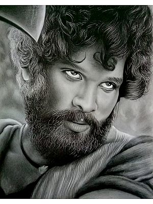 Portrait Of Allu Arjun as pushpa | Graphite Pencil Medium | By Sunil Kumar