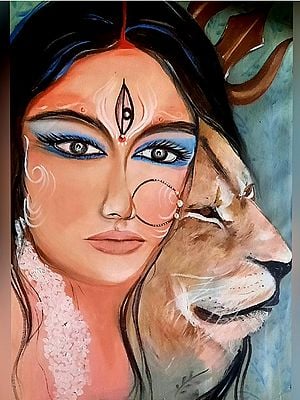 Aparajita - Goddess Durga | Acrylic on Rolled Canvas | By Kajal Saxena