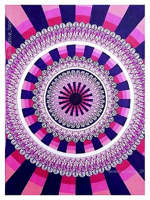 Mandala Art with Abstract | Fineliner and Gouache Color on Paper | By Manisha