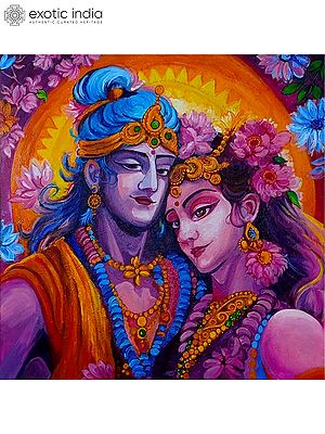 Love in Purple - Radha and Krishna | Acrylic on Canvas | By Antara Pain