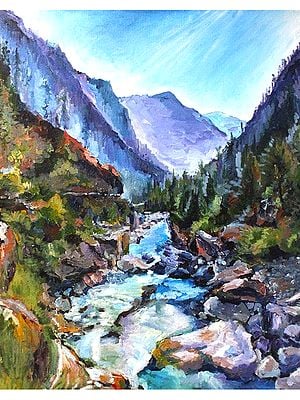 Himachal - A Landscape Of Natural Beauty | Acrylic On Canvas | By Antara Pain