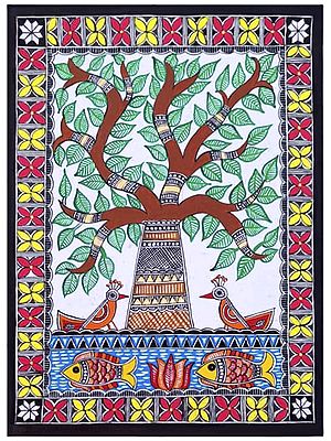 Tree of Life - Madhubani Painting | Acrylic on Canvas | By Muskan