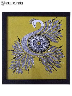 Attractive Painting of Peacock | Acrylic on Paper | By Kanika Singhal | With Frame