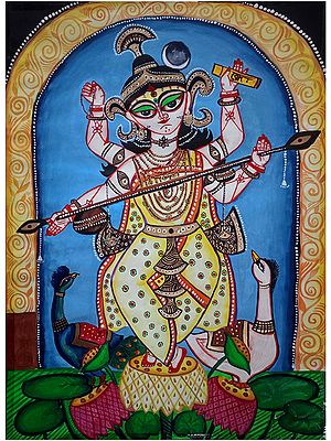 Goddess Saraswati Painting | Poster Color | By Soumick Das