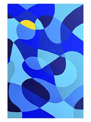 Abstract Blue Waves | Acrylic on Canvas Board | By Mahanvi Jhunjhunwala