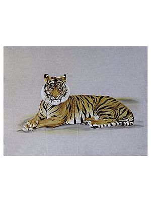 Tiger - A Pride | Acrylic and Dies Colors on Cotton Fabric | By Mukesh Vijay