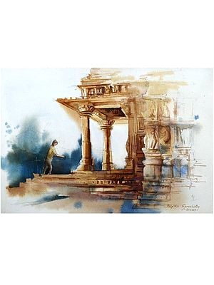 Watercolor Painting of Jain Temple - Khajuraho | By Deepika Ramshetty