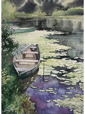 Boat on The Lake | Watercolor Painting | By Shubham Nath