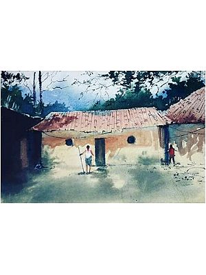Hut In a Village | Painting By Shubham Nath