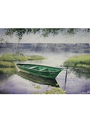 Boat on The Lake | Painting By Shubham Nath