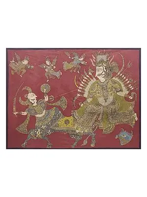 Painting Of Goddess Visat | Natural Color On Cotton Cloth | By Sanjay Chitara