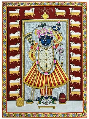 Darshan Of Shrinathji | Natural Color On Cloth | By Dheeraj Munot