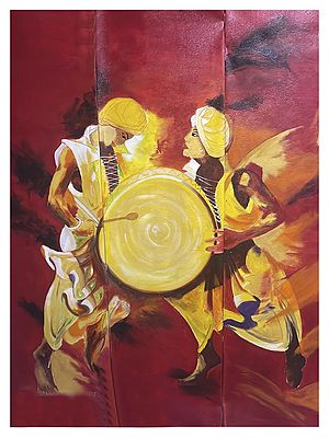 Rhythm of Dhol | Acrylic Painting by Ravi Upadhyay