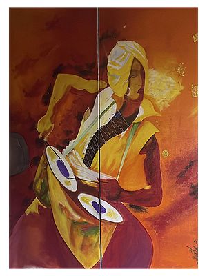 Dholakiya (The Drummer) | Acrylic Painting By Ravi Upadhyay