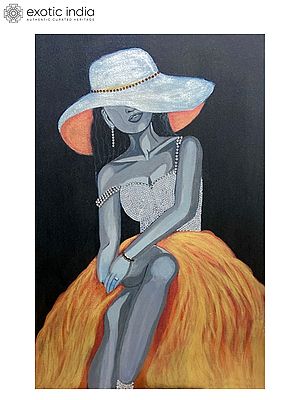 The Beautiful Girl | Acrylic And Stone Painting | By Manmeet Kaur | With Frame