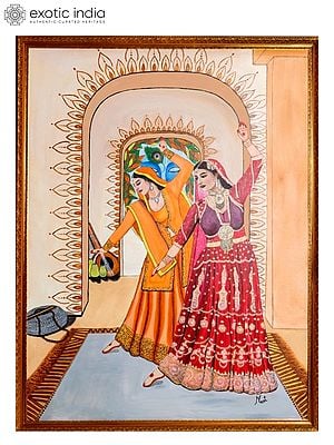 Radha Krishna And Meera Painting | Acrylic Painting | By Manmeet Kaur | With Frame