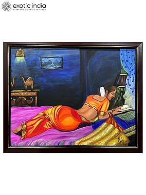 The Lady - Immersed In Story | Acrylic On Canvas | By Manmeet Kaur | With Frame