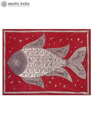 Fish - Goddess Story | Natural Colors On Cloth | By Sohan Chitara