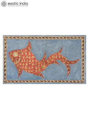 Goddess Bahuchar in Fish | Natural Colors on Cloth | By Sohan Chitara