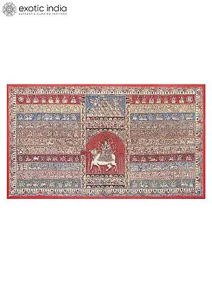 Durga - Mahishsur Mardini | Natural Colors On Cloth | By Sohan Chitara