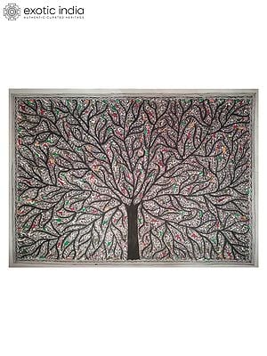 Colorful Tree With Birds | Natural Colors On Handmade Paper | By Archana Jha