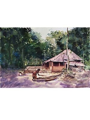 Village | Watercolor Painting by Anupam Pathak