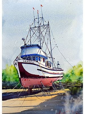 The Ship of Fars | Watercolor Painting by Anupam Pathak