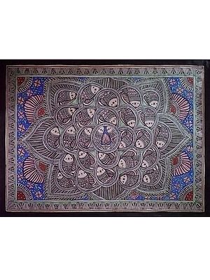 Madhubani Painting Of Firshes | Natural Colors On Handmade Paper | By Archana Jha