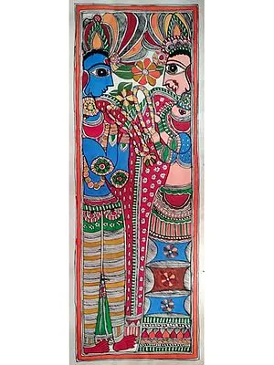 Wedding of Lord Ram and Sita | Natural Colors on Handmade Paper | By Archana Jha