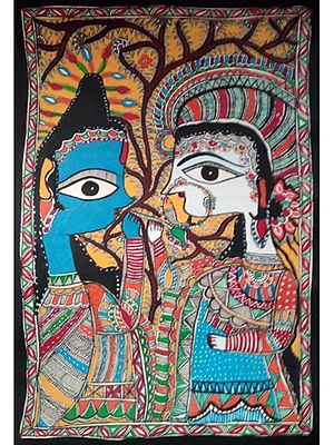 Lord Ram and Goddess Sita | Natural Colors on Handmade Paper | By Archana Jha
