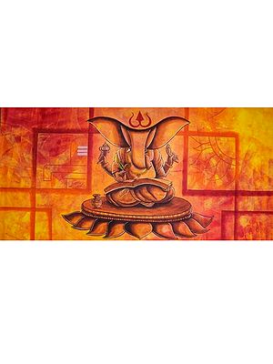 Beautiful Painting Of Ganesha | Acrylic Colors On Canvas | By Kirtiraj Mhatre