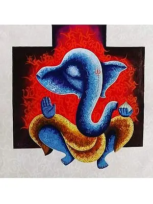 Peaceful Ganesha | Acrylic Colors On Canvas | By Kirtiraj Mhatre