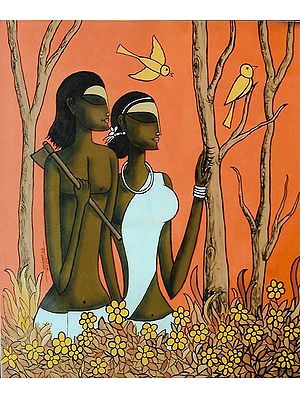Tribal Life - An Evening | Acrylic Colors on Canvas | By Kirtiraj Mhatre