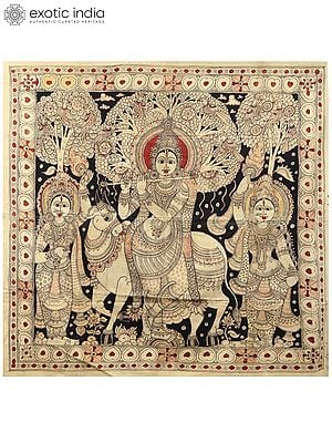 Venugopal Krishna with Gopis | Kalamkari Painting