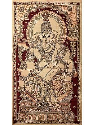 Lord Ganesha Writing The Mahabharata | Kalamkari Painting