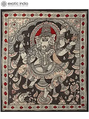 Four Armed Dancing Lord Ganesha | Kalamkari Painting